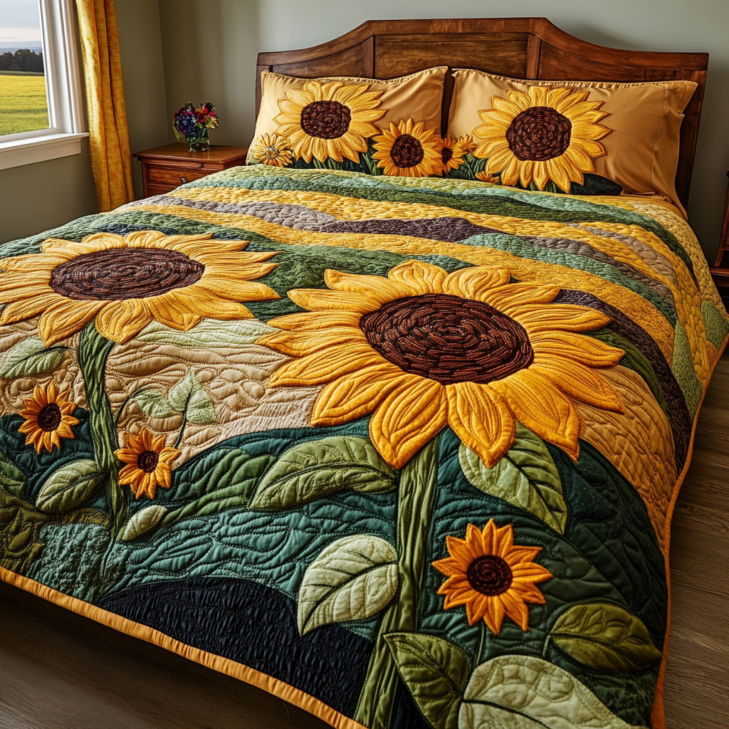 Blossom Breeze 3-Piece Quilted Bedding Set - Single (59" x 70")
