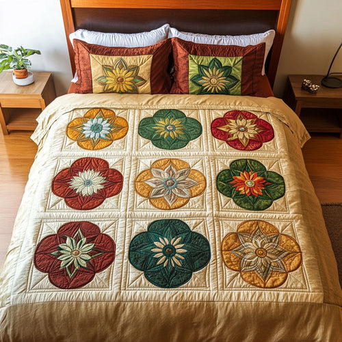 Blossom Spiral 3-Piece Quilted Bedding Set - Single (59" x 70")