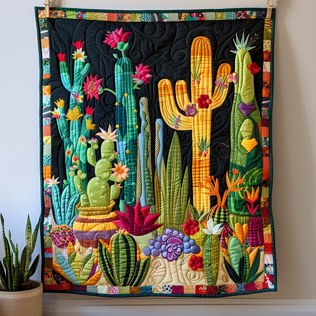 Throw (55'' x 60'') /Desert Bloom Cactus Quilted Blanket