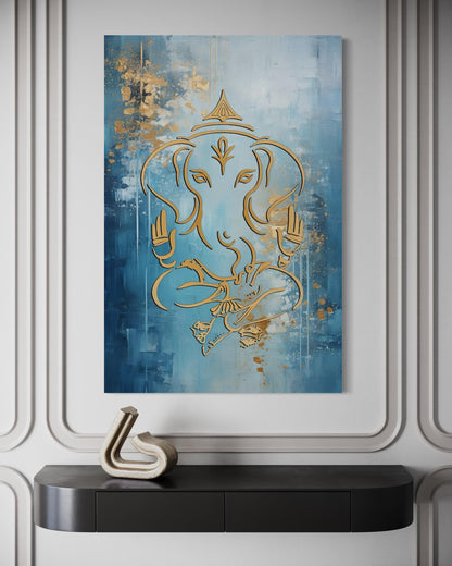 Blue And Gold Lord Ganesha Wall Art
