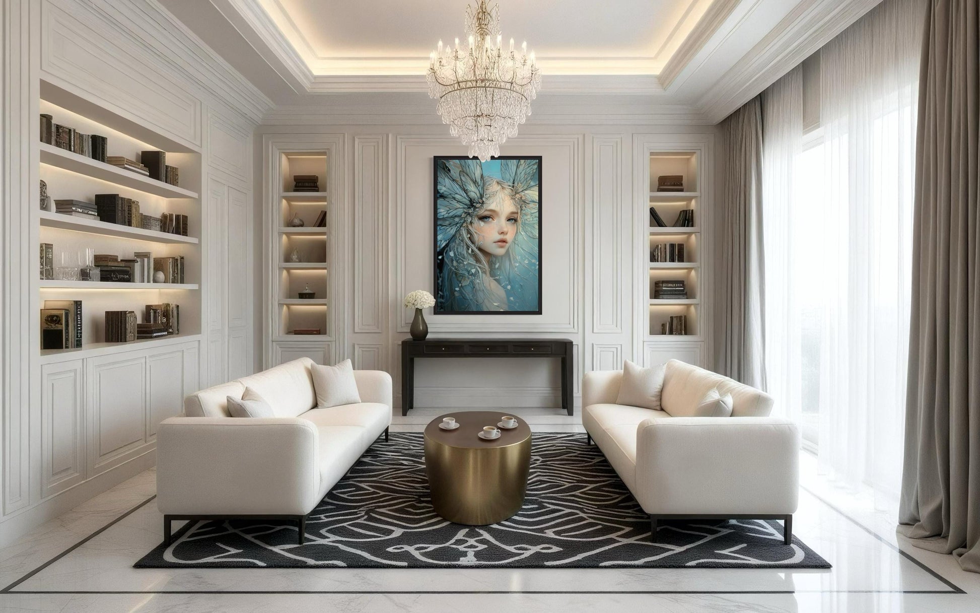 Blue Fairy Fantasy Framed Canvas Wall Art