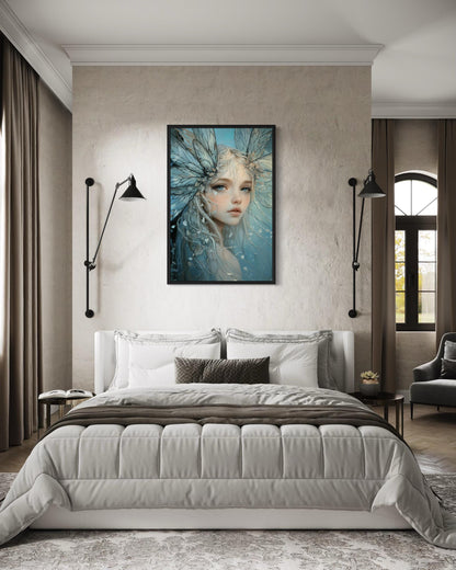 Blue Fairy Fantasy Framed Canvas Wall Art