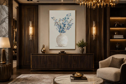 Blue Floral Still Life Wall Art For dining Room Decor