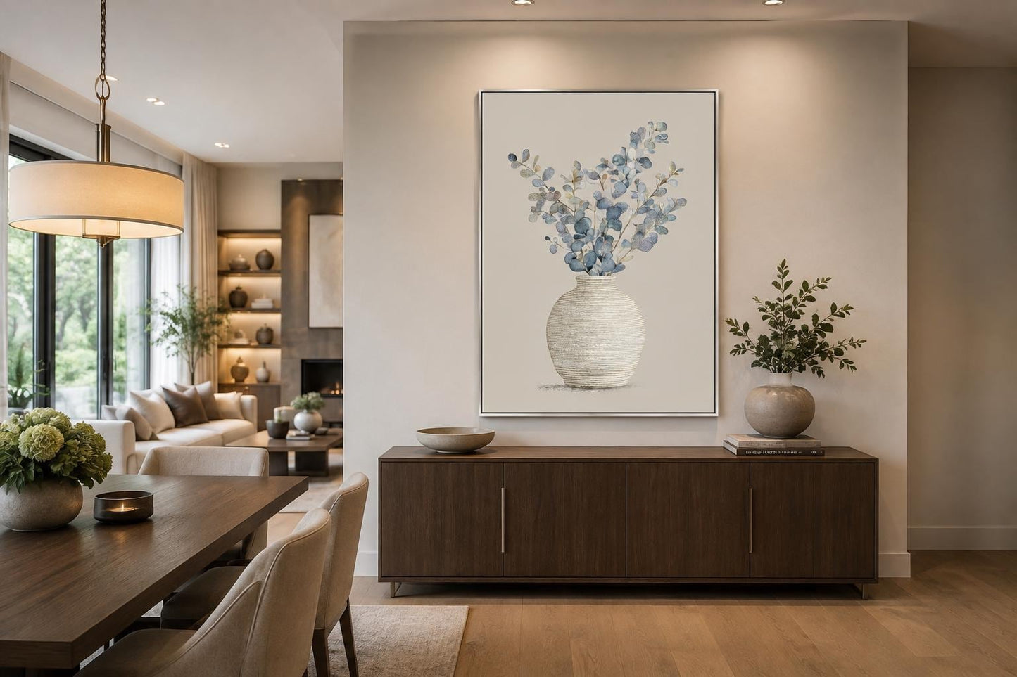 Blue Floral Still Life Wall Art For dining Room Decor