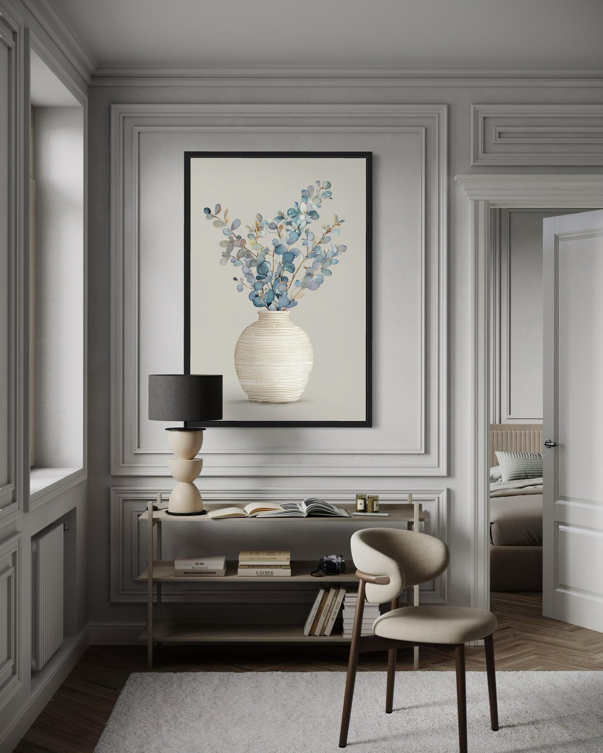Blue Floral Still Life Wall Art For dining Room Decor