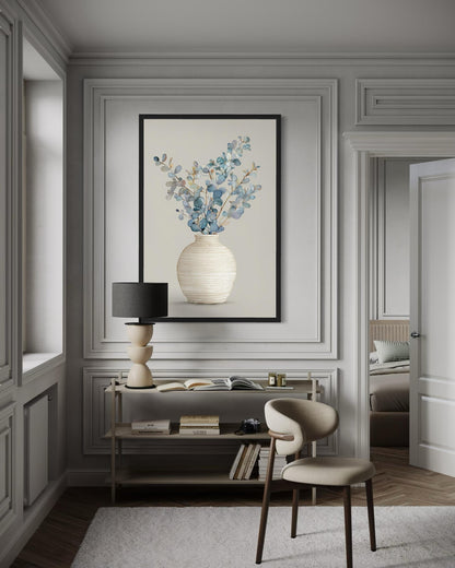 Blue Floral Still Life Wall Art For dining Room Decor