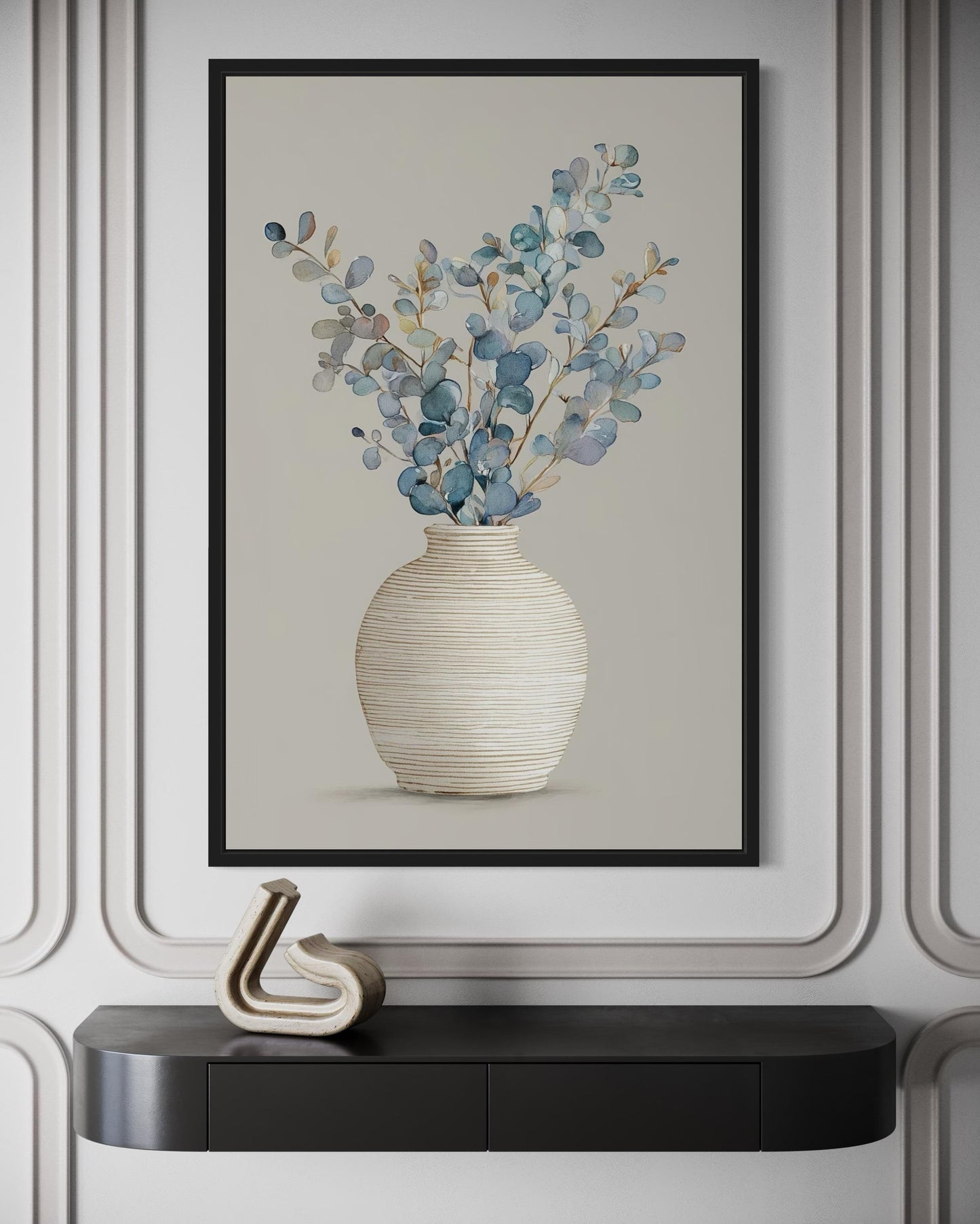 Blue Floral Still Life Wall Art For dining Room Decor