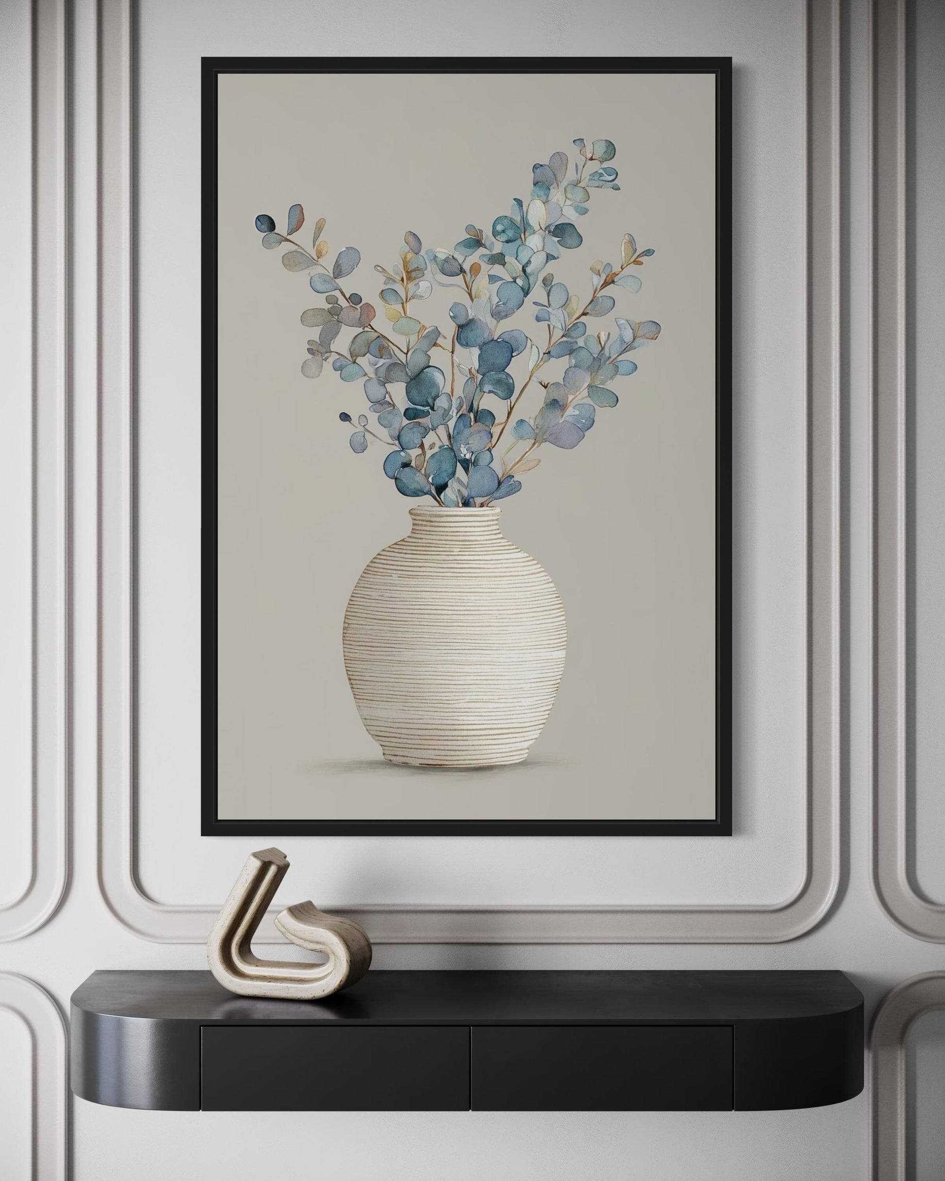 Blue Floral Still Life Wall Art For dining Room Decor