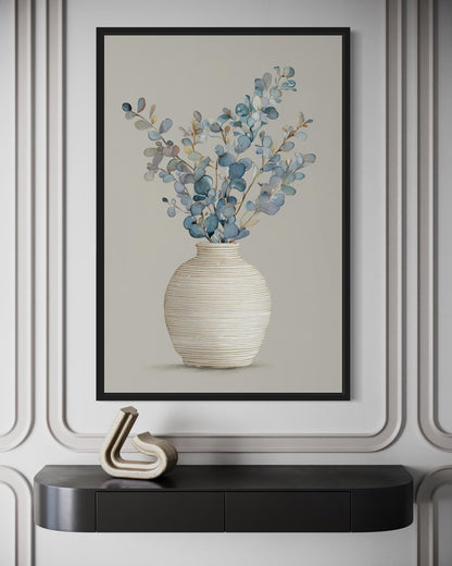 Blue Floral Still Life Wall Art For dining Room Decor