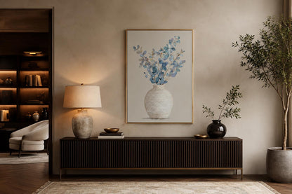 Blue Floral Still Life Wall Art For dining Room Decor