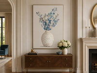 Blue Floral Still Life Wall Art For dining Room Decor