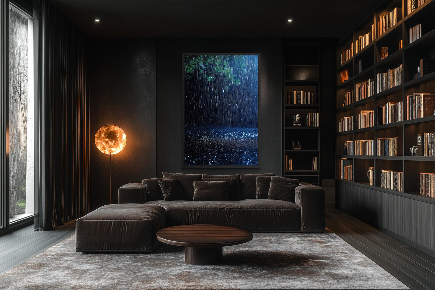 Blue Rain Wall Art - Modern Tree Canvas Print | Serene Home Decor For Men