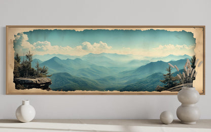 Blue Ridge Mountains Long Horizontal Travel Poster Canvas Wall Art