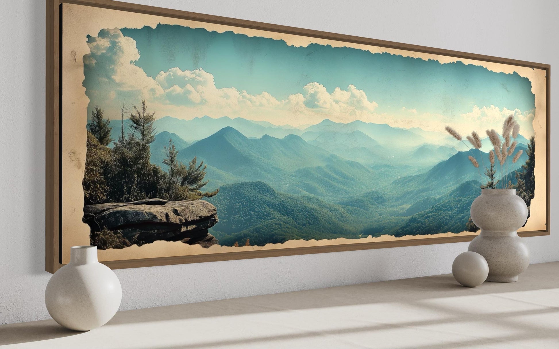 Blue Ridge Mountains Long Horizontal Travel Poster Canvas Wall Art