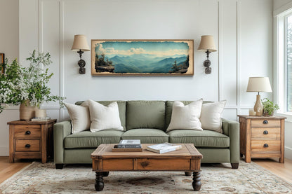 Blue Ridge Mountains Long Horizontal Travel Poster Canvas Wall Art