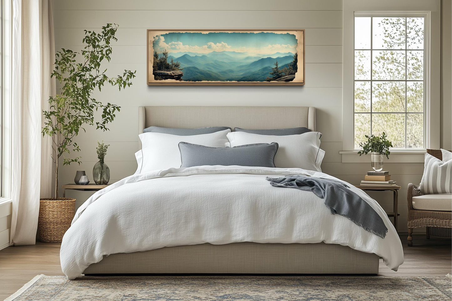 Blue Ridge Mountains Long Horizontal Travel Poster Canvas Wall Art