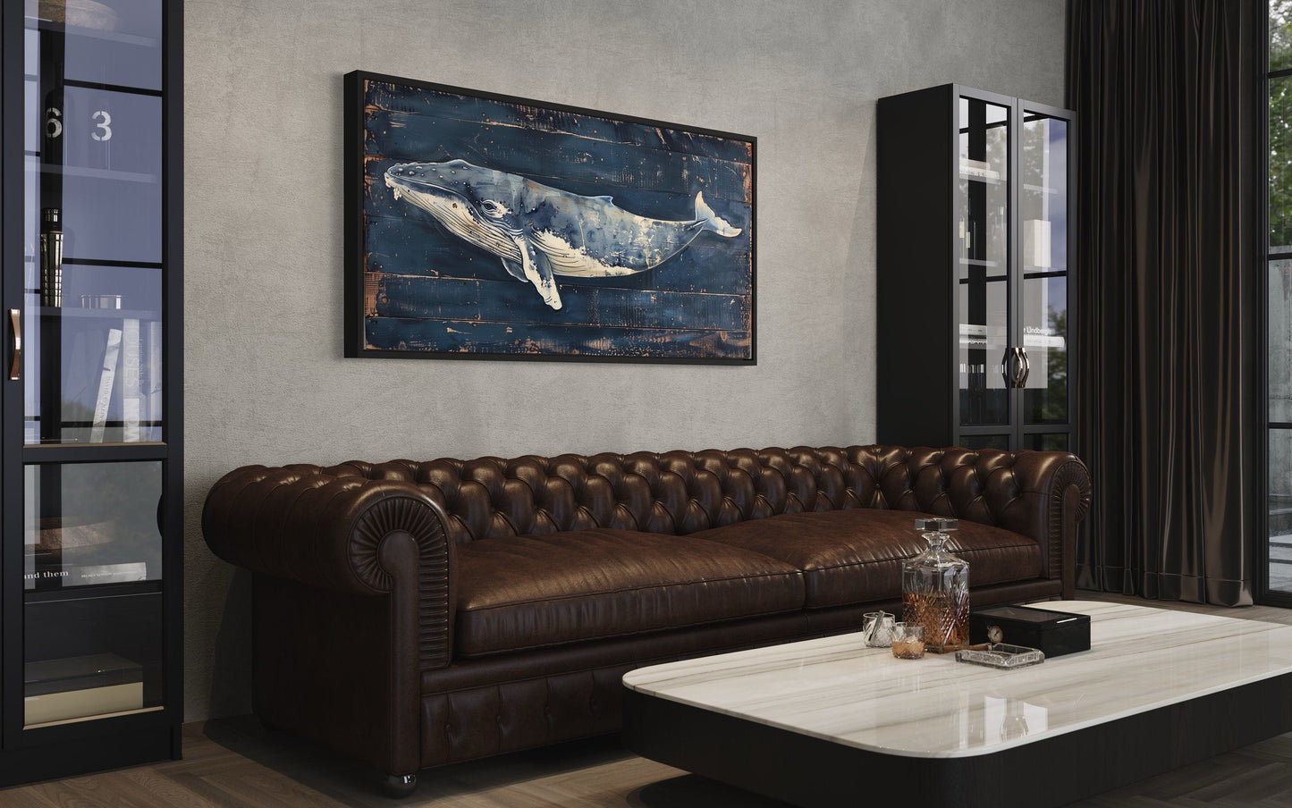 Humpback Whale Wall Art – Nautical Wall Art For Man Cave Or Office Canvas Print