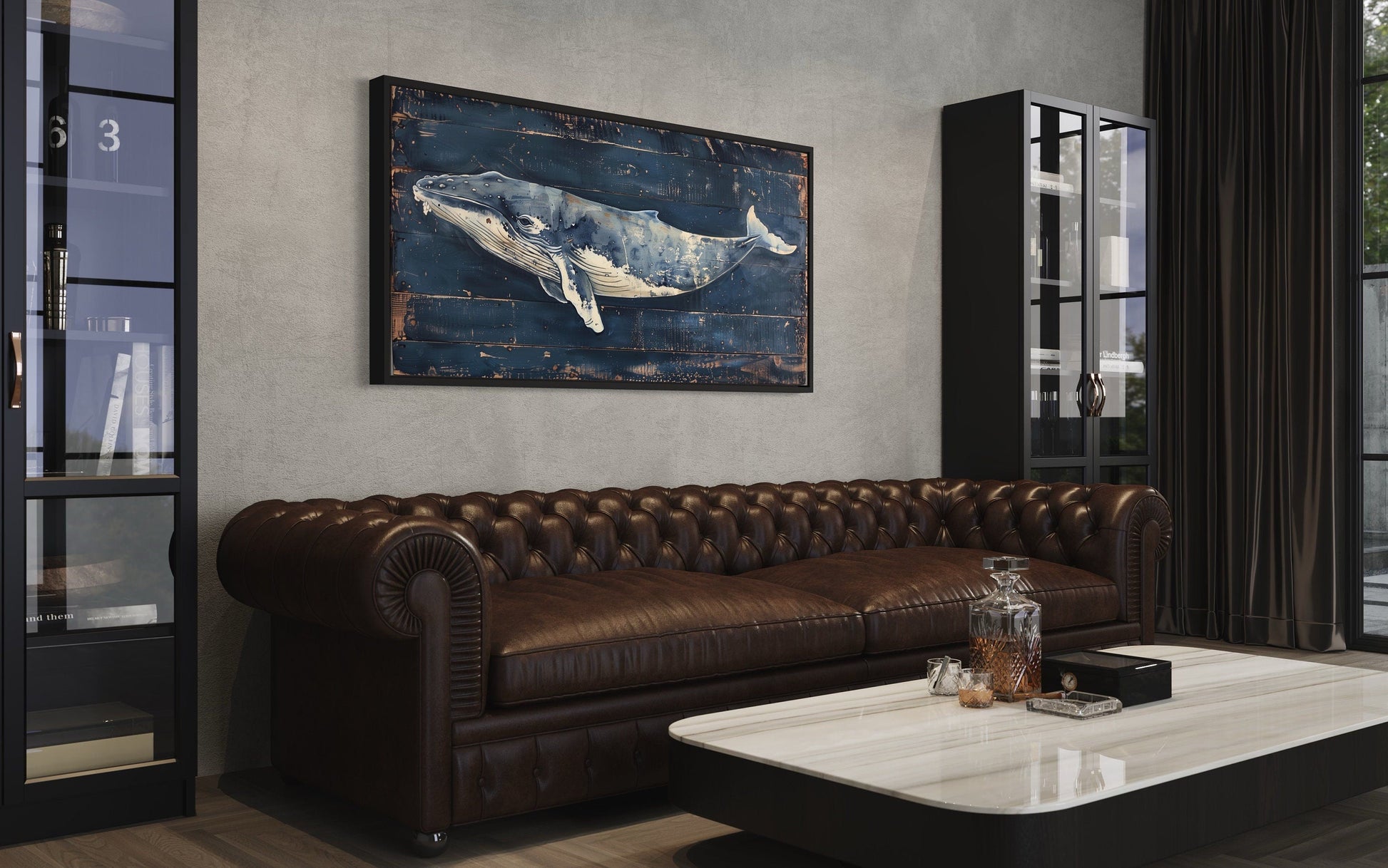 Humpback Whale Wall Art – Nautical Wall Art For Man Cave Or Office Canvas Print