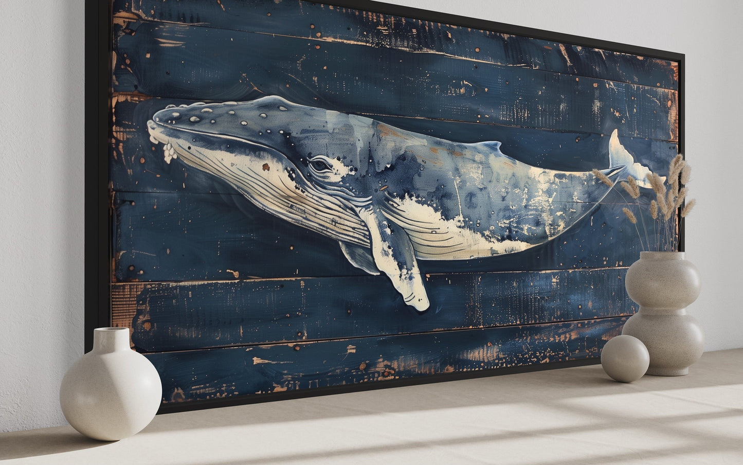 Humpback Whale Wall Art – Nautical Wall Art For Man Cave Or Office Canvas Print