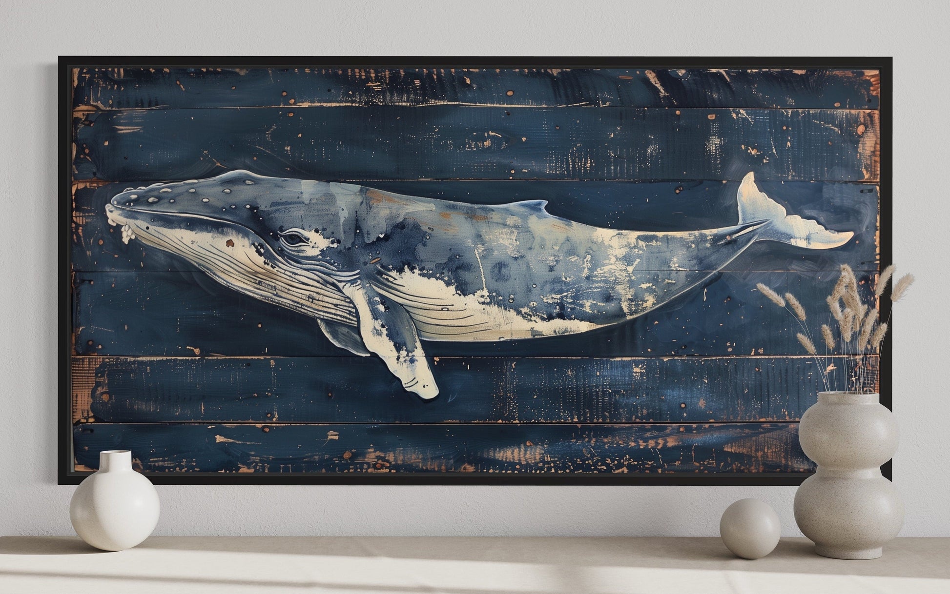 Humpback Whale Wall Art – Nautical Wall Art For Man Cave Or Office Canvas Print
