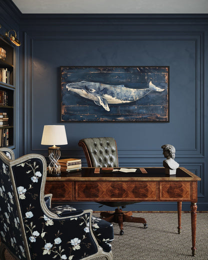 Humpback Whale Wall Art – Nautical Wall Art For Man Cave Or Office Canvas Print