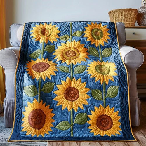 Blue Sky Sunflower Quilted Blanket - Throw (55" x 60")