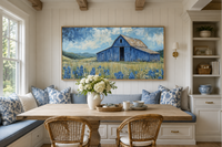 Blue Barn And Bluebonnets Rustic Framed Canvas Wall Decor