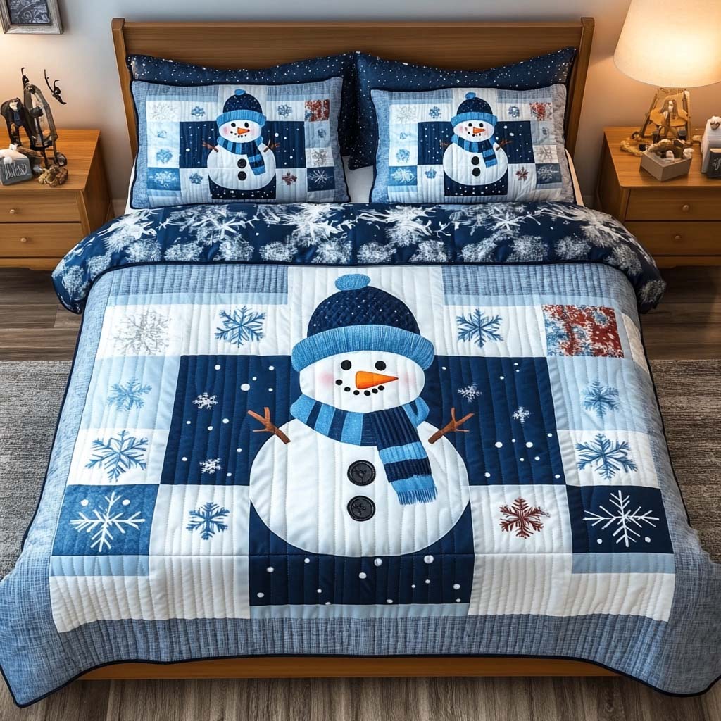 Blue Frosty 3-Piece Quilted Bedding Set - Single (59" x 70")