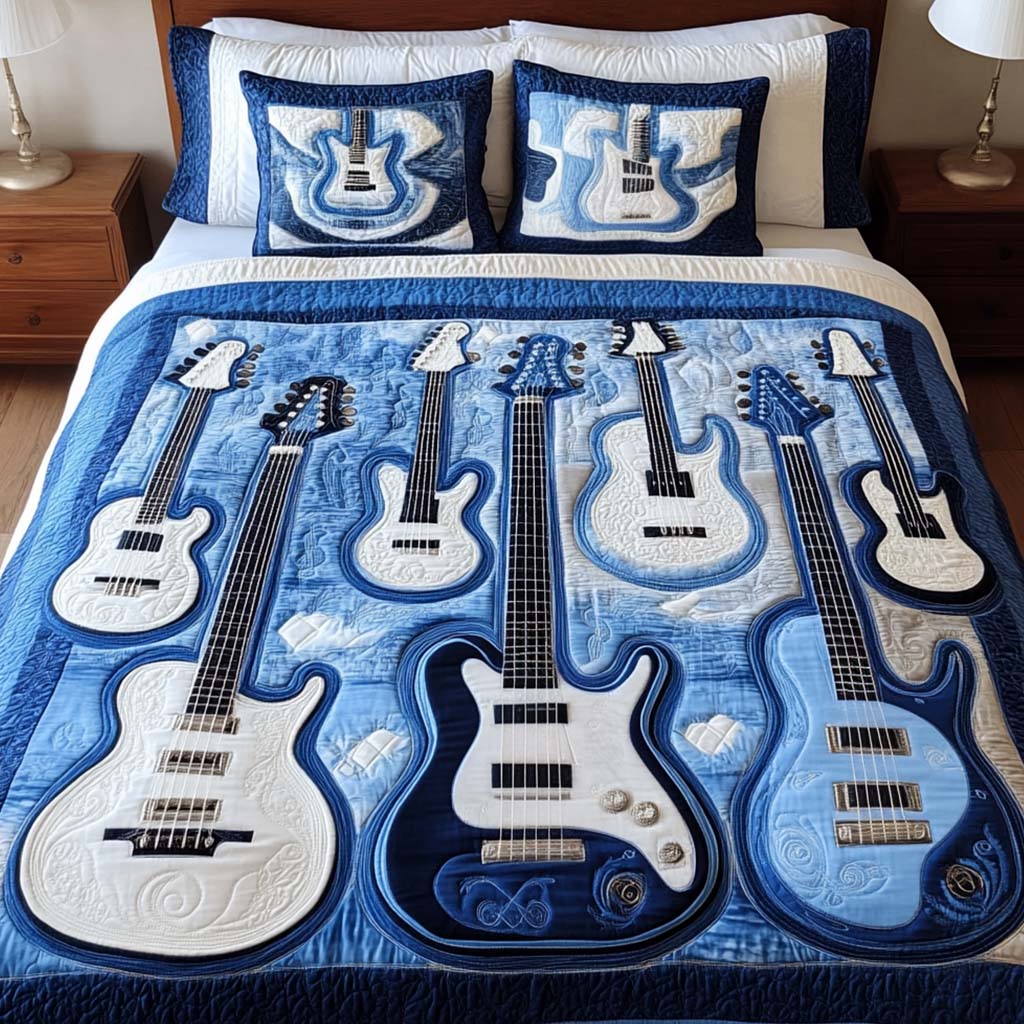 Blue Symphony 3-Piece Quilted Bedding Set - Single (59" x 70")