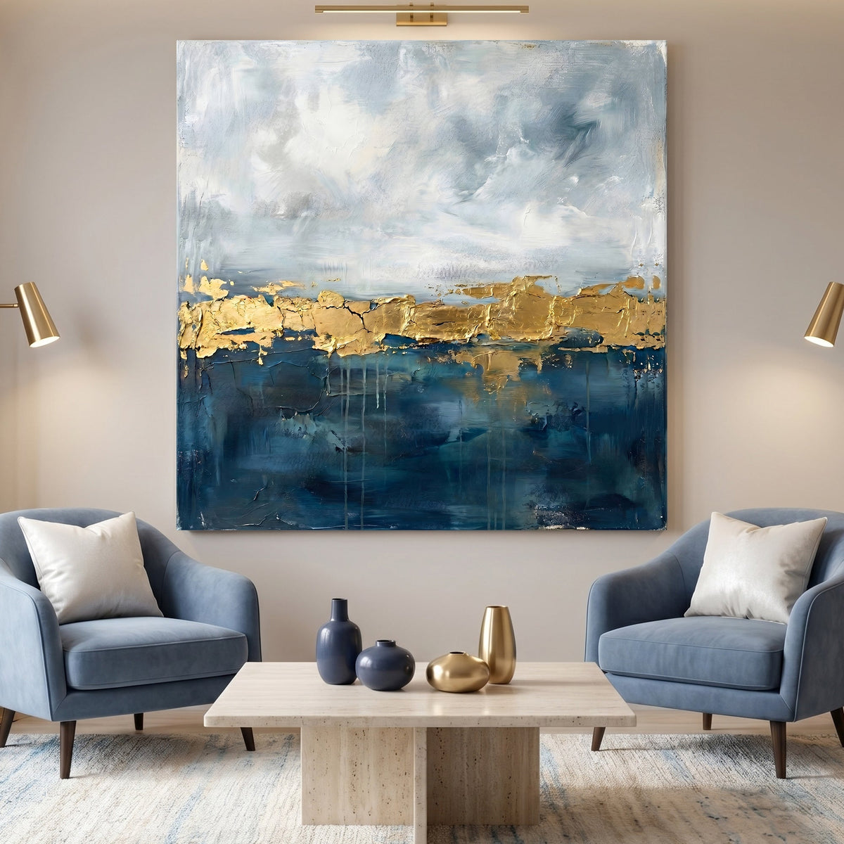 Blue and Gold Abstract