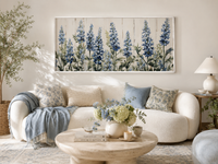 Texas Bluebonnets Painted On Wood Rustic Framed Canvas Wall Art For Above Bed Or Couch Decor