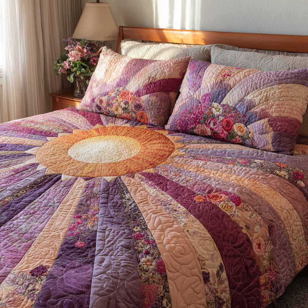 Blush Aurora 3-Piece Quilted Bedding Set - Single (59" x 70")