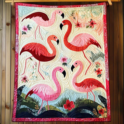 Blush Flamingo Quilted Blanket - Throw (55" x 60")