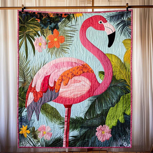 Blushing Bird Quilted Blanket - Throw (55" x 60")