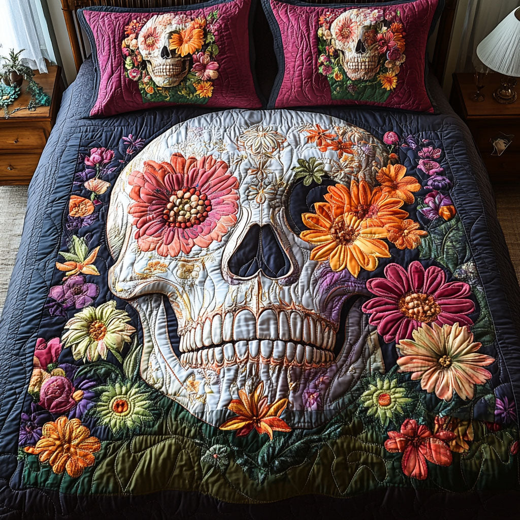 Bohemian Bloom 3-Piece Quilted Bedding Set - Single (59" x 70")