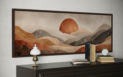Boho Desert Wall Art - Long Horizontal Canvas Print | Terracotta Brown Landscape