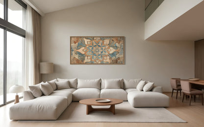 Boho Mandala Wall Art – Large Framed Canvas With Neutral Color Palette & Earth Tone Artwork