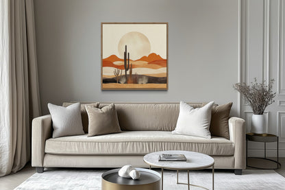 Boho Minimalist Neutral Arizona Desert Landscape Framed Canvas Wall Art