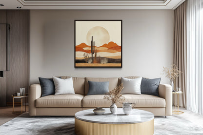 Boho Minimalist Neutral Arizona Desert Landscape Framed Canvas Wall Art