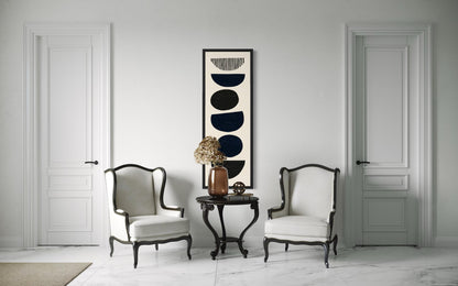 Boho Stacked Stones Tall Narrow Black Neutral Canvas Wall Art