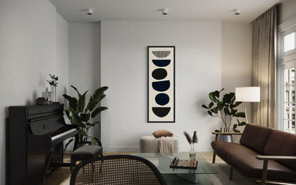 Boho Stacked Stones Tall Narrow Black Neutral Canvas Wall Art
