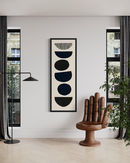 Boho Stacked Stones Tall Narrow Black Neutral Canvas Wall Art