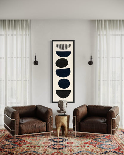 Boho Stacked Stones Tall Narrow Black Neutral Canvas Wall Art
