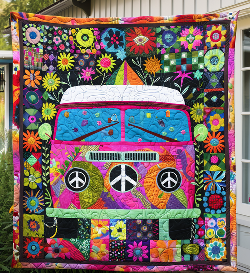 Boho Van Bliss Quilted Blanket - Throw (55" x 60")