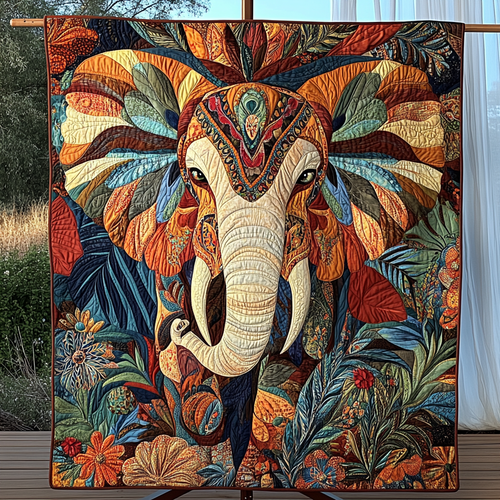 Boho Elephant Dreams Quilted Blanket - Throw (55" x 60")