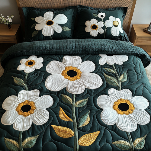 Bold Petals 3-Piece Quilted Bedding Set - Single (59" x 70")