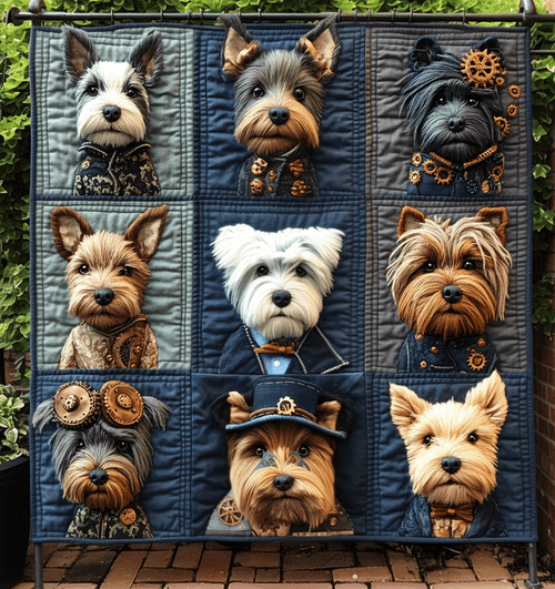 Bold Scottish Terrier Quilted Blanket - Throw (55" x 60")