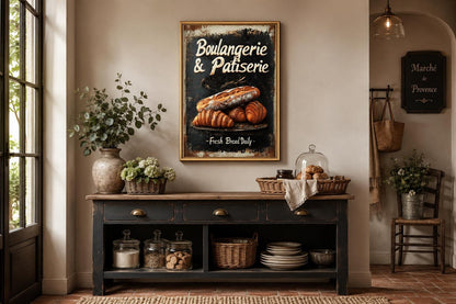 Boulangerie & Patisserie Sign Dark Kitchen Wall Art