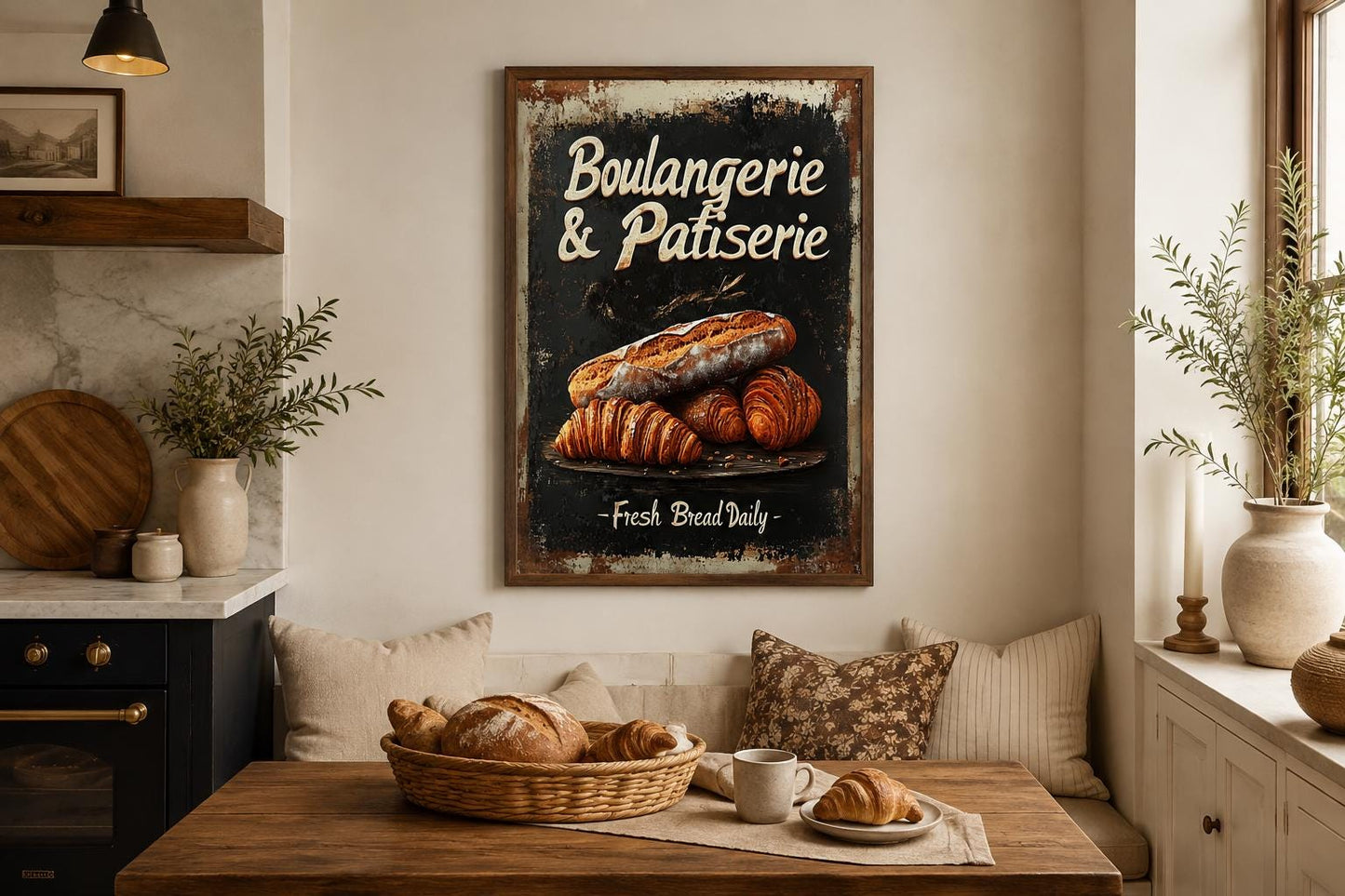 Boulangerie & Patisserie Sign Dark Kitchen Wall Art