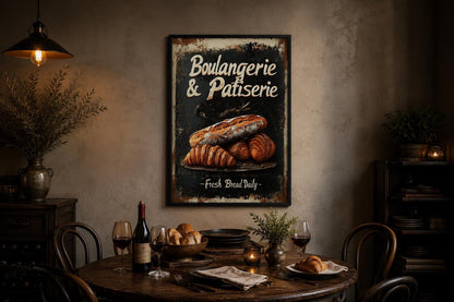 Boulangerie & Patisserie Sign Dark Kitchen Wall Art